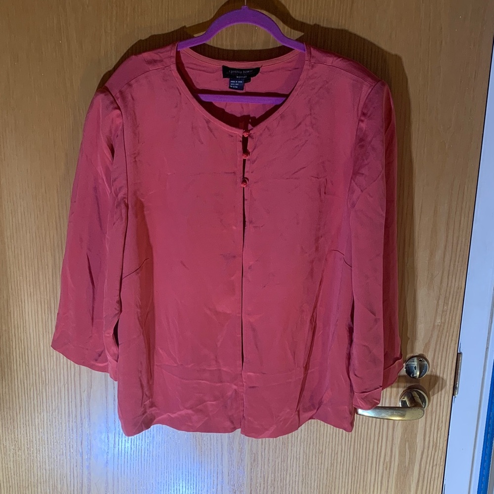 Pre-owned Suzi Chin for Maggy Boutique 100% Silk Red Blouse- Size 22W